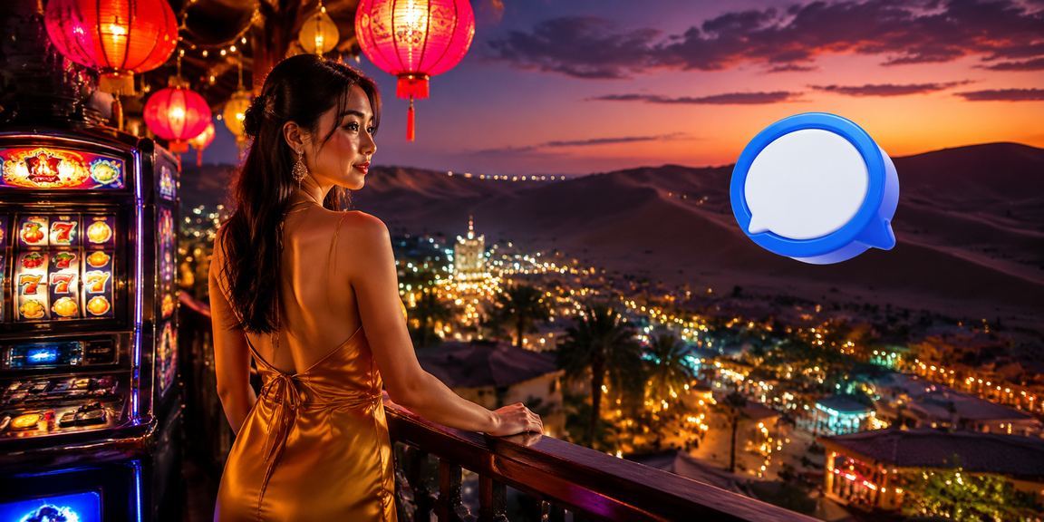Màn hình slots rực rỡ ánh đèn đêm tại chợ đêm Mũi Né, không khí giải trí sôi động ven biển Việt Nam